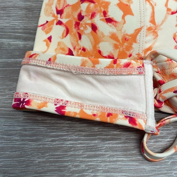 Adore Me Bikini Top Strappy Crossback Padded Watercolor Orange Floral L - Picture 7 of 10
